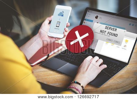 Server Not Found Error Inaccessible Concept