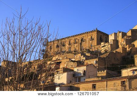 View of the Branciforti building in Leonforte Sicily