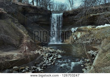Minnehaha Falls in Minneapolis Minnesota during spring