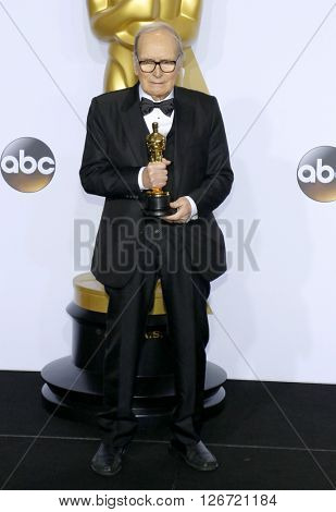 Ennio Morricone at the 88th Annual Academy Awards - Press Room held at the Loews Hotel in Hollywood, USA on February 28, 2016.