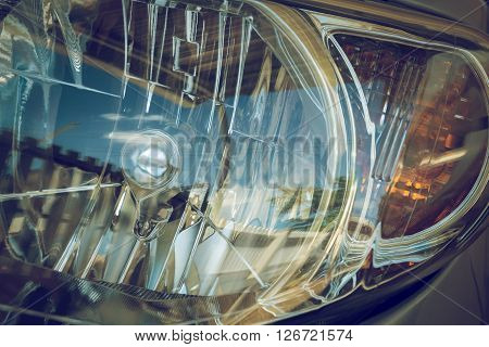 led headlight of car image close-up part of automobile
