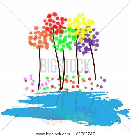 Colorful abstract dandelions. Vector illustration EPS 10