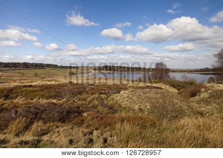Winter shot of Redmires reservoir in Sheffield, United kingdom