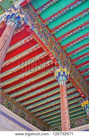 KOKAND UZBEKISTAN - MAY 6 2015: The museum in Khudayar Khan Palace is famous for unique medieval interiors with rich Eastern decors on May 6 in Kokand.