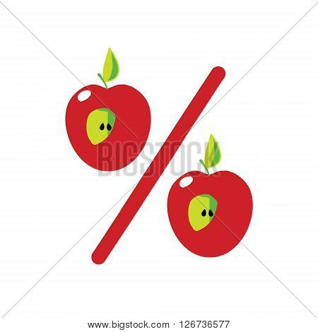 Red apple - cut fruit. Vector illustration