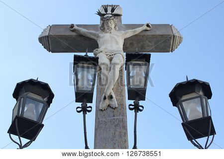 Cristo de los faroles in the Capuchinos Square of Cordoba - Spain.