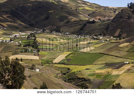 Zumbahua farms and crops in the province of Cotopaxi, Ecuador