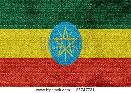 Ethiopia flag with some soft highlights and folds