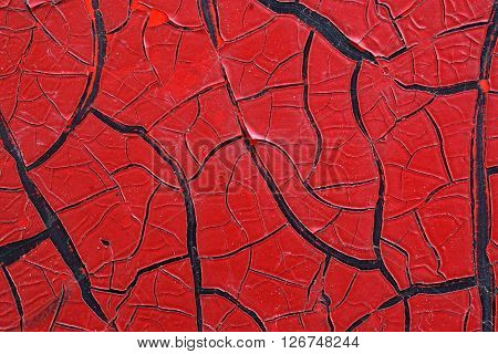 Cracked Red Paint On Grunge Metal Surface - Macro 11