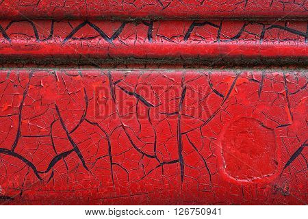 Cracked Red Paint On Grunge Metal Surface - Macro 9