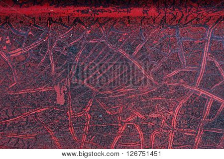Cracked Red Paint On Grunge Metal Surface - Macro 6