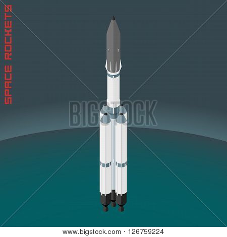 Isometric Russian space rocket universal Angara. Vector illustration
