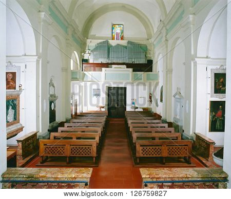 Interior of the church at Maroggia on Switzerland