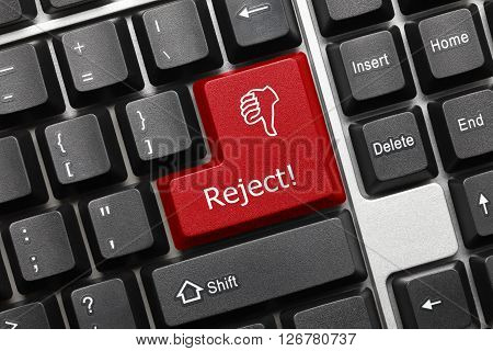 Conceptual Keyboard - Reject (red Key With Thumb Down Symbol)