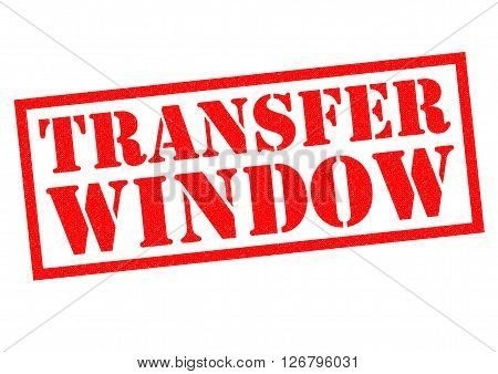 TRANSFER WINDOW red rubber stamp over a white background.