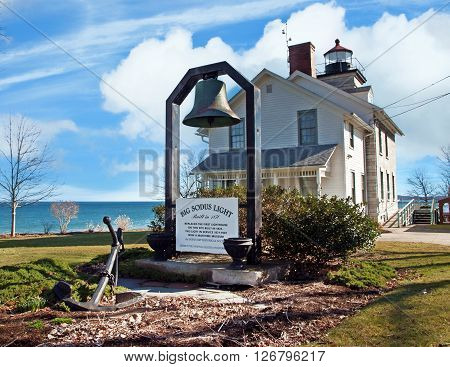 Sodus Bay New York USA. April 152016. Big Sodus Light Maritime Museum