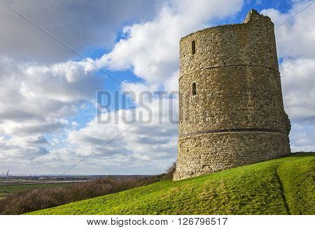 A view of the historic remains of Hadleigh Castle in Essex England.