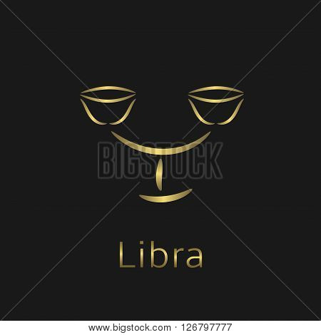 Libra Zodiac sign. Libra abstract symbol. Libra golden icon