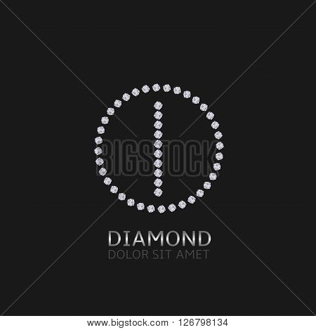 I Letter with diamonds. Expensive, presious symbol. Luxury logo