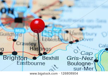 Bexhill pinned on a map of UK