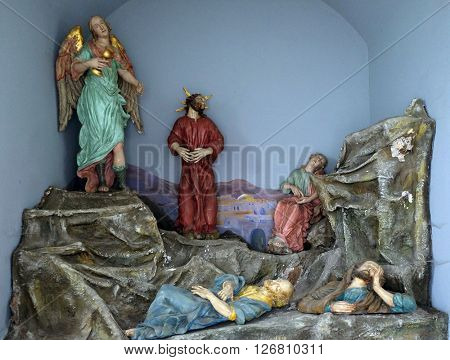 URSBERG, GERMANY - JUNE 09: Agony in the garden, cemetery in Ursberg, Germany on June 09, 2015.