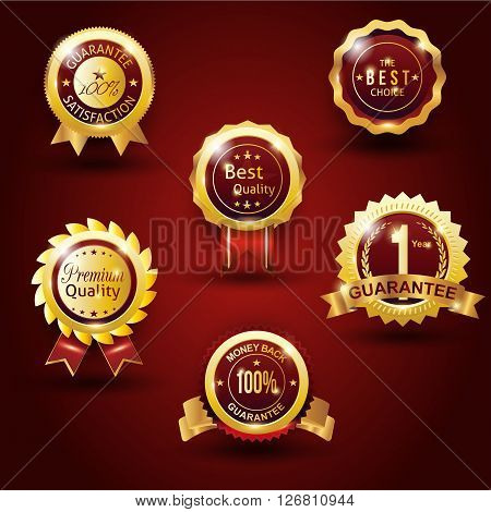 quality and guarantee badge on red background