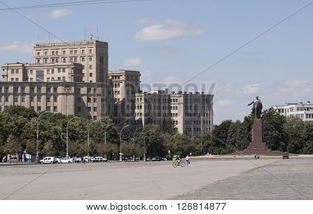 KHARKIV UKRAINE - JUNE 30 2014: National University named Karazin at the Freedom Square in Kharkiv - one of the oldest universities in the country