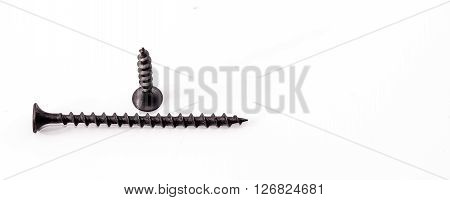 self-tapping screws, black screws for wood isolated on white background