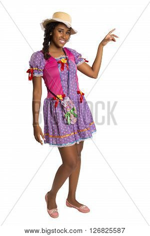 Girl Wearing Generic Caipira Clothes As In Every Festa Junina. - Brazil