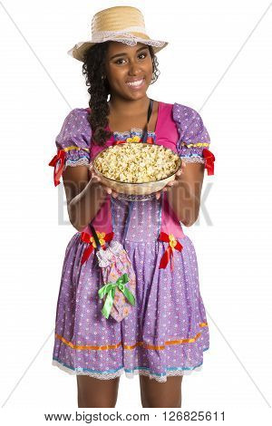 Girl Wearing Generic Caipira Clothes As In Every Festa Junina. - Brazil