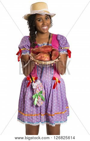 Girl Wearing Generic Caipira Clothes As In Every Festa Junina. - Brazil