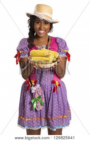 Girl Wearing Generic Caipira Clothes As In Every Festa Junina. - Brazil