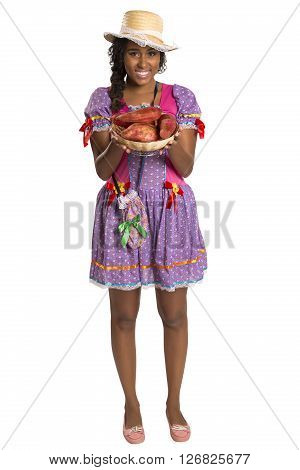 Girl Wearing Generic Caipira Clothes As In Every Festa Junina. - Brazil