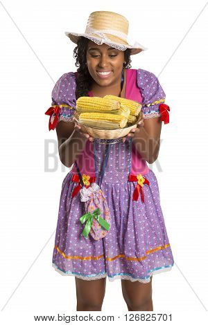 Girl Wearing Generic Caipira Clothes As In Every Festa Junina. - Brazil
