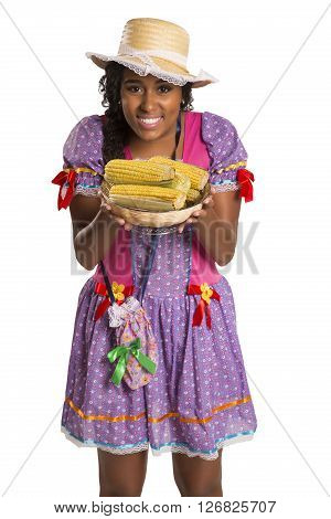 Girl Wearing Generic Caipira Clothes As In Every Festa Junina. - Brazil