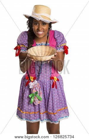 Girl Wearing Generic Caipira Clothes As In Every Festa Junina. - Brazil