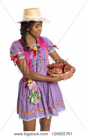 Girl Wearing Generic Caipira Clothes As In Every Festa Junina. - Brazil