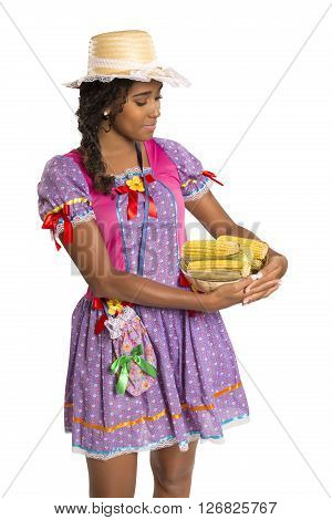 Girl Wearing Generic Caipira Clothes As In Every Festa Junina. - Brazil
