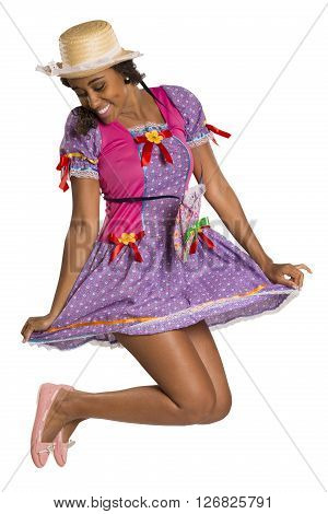 Girl Wearing Generic Caipira Clothes As In Every Festa Junina. - Brazil