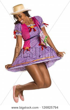 Girl Wearing Generic Caipira Clothes As In Every Festa Junina. - Brazil