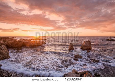 sunset along the central california coast near big sur