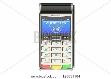 POS-terminal 3D rendering isolated on white background