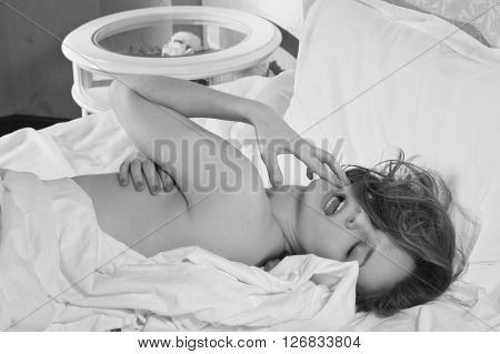 Provocative And Sensuality Sexy Woman With Perfect Body Lying Naked In Bed