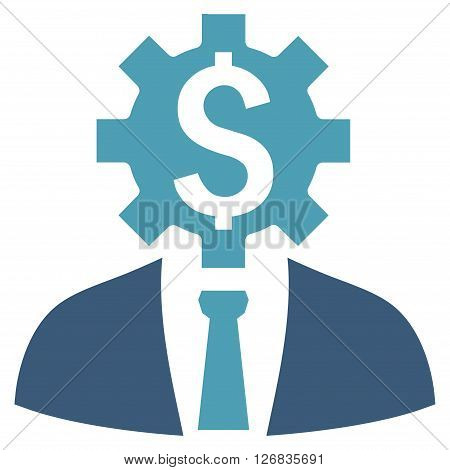 Office Worker vector icon. Style is bicolor flat symbol, cyan and blue colors, white background.