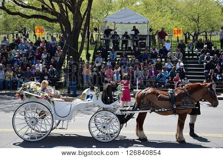 WASHINGTON, DC - APR 16: Miss America 2016 Betty Cantrell at The 2016 National Cherry Blossom Parade in Washington DC, as seen on April 16, 2016. Thousands of visitors gathered to attend this annual event.