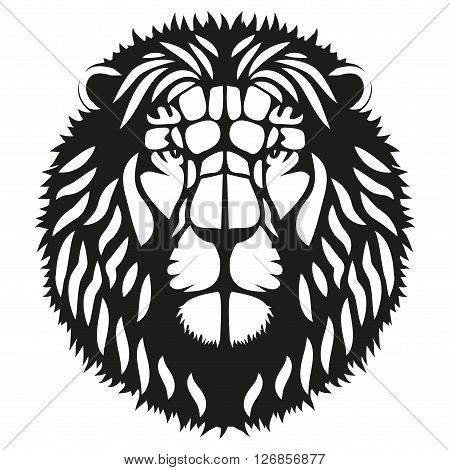 Symbol of head of the lion. Mascot or logo for your design.  Illustration isolated on background.