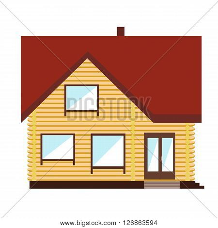 The picture small house on white background in flat style