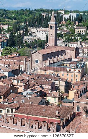 Beautiful view from the tower lamberti of Verona