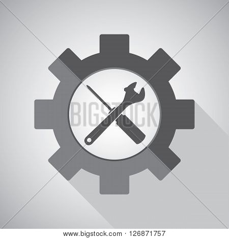 Object tool vector icon design. Wrench with Screwdriver on a grey background.