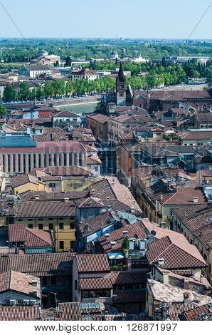 Beautiful view from the tower lamberti of Verona
